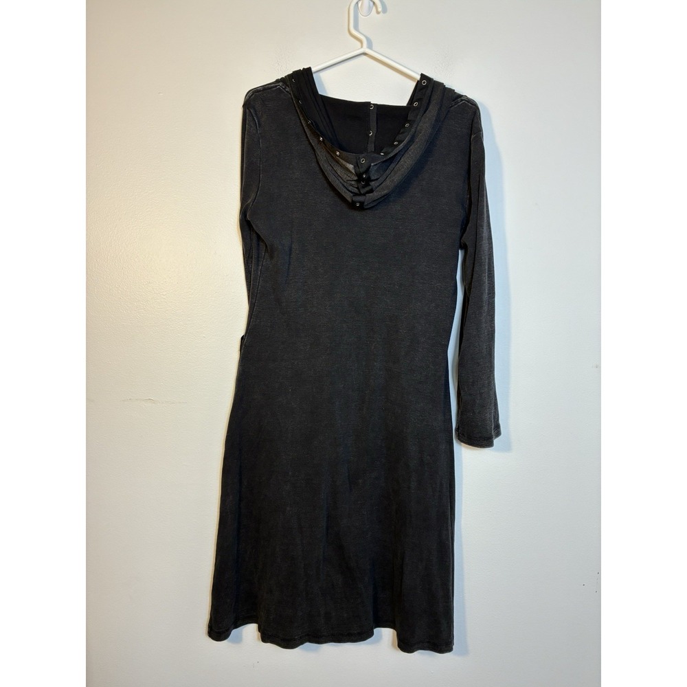 Soft Surrounding Long Sleeve Dress Snap Up 100% Cotton Black Sz‎ XSP Oversized - Picture 4 of 7